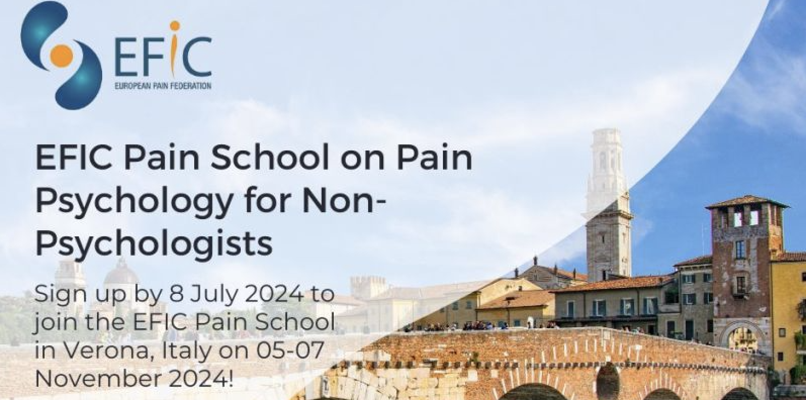 Inizia il 5 novembre a Verona l'EFIC Pain School on Pain Psychology for Non-Psychologists